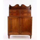 Victorian mahogany chiffonier, the gallery back above a rectangular top and a pair of cupboard doors