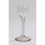 George III air twist wine glass, the bowl above the opaque air twist and wide base, 15cm high