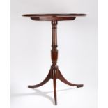 Regency mahogany occasional table, the dish circular top above a turned column on arched legs,