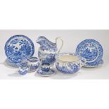 19th Century blue and white transfer decorated pottery, to include a wash basin jug by Davenport,