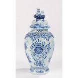18th Century Dutch Delft vase and cover, circa 1764, painted by Wednice Van Der Brier, in blue and