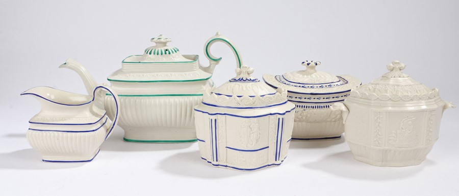 19th Century pottery, to include a teapot with Prince of Wales decoration, a sugar bowl and lid with