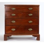 George III mahogany chest of drawers, the rectangular top above two short and three long drawers,
