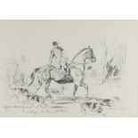 After Alfred Munnings, pencil sketch titled "a study for the Edge of the wood" signed in pencil,