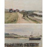 J Butcher, "Southwold Harbour" and "the beach Walberswick", pair of signed watercolours, signed