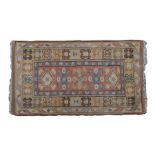 Turkish Dosemealti antique washed carpet, with lozenge pattern centre and geometric borders, wool on