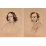 Antoine de Salome, pair of pastel portraits of Sam & Anne Andrews, signed and dated 1857, unframed