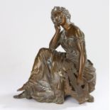 After Alfred Louis Habert (French, 1824-1893) bronze figure, Allegory of music, 29.5cm high