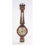 19th Century rosewood cased barometer by Chamberlain & Sons of London, of banjo form, inlaid with