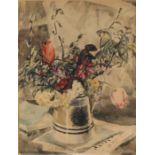 Percy Hague Jowett, (1882-1955) Still life of flowers, pencil signed watercolour, 31cm x 41cm