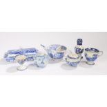 Collection of 19th Century blue and white transfer decorated pottery, to include a pepper, an egg