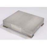 George VI Art Deco silver cigarette box, Birmingham 1937, maker A Wilcox, the lid and body with