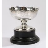 George V silver pedestal bowl, Birmingham 1912, makers marks rubbed, with wavy rim and waisted