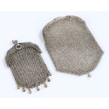 Two white metal purses, the larger with interior compartment, 9cm and 7.5cm high, 2.5oz