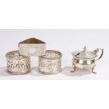 Pair of George V silver napkin rings, Birmingham 1912, maker William Hutton & Sons Ltd, with pierced