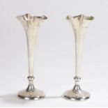Pair of Edward VII silver spill vases, London 1901, makers mark rubbed, with quatrefoil form