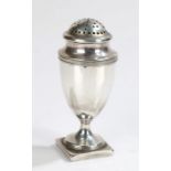 George III silver muffineer, London 1799, maker W.C, the pierced domed cover above a tapering body