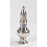 Victorian silver pepperette, London 1892, maker JE, the pierced domed detachable top above a