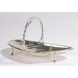 Edward VII silver basket, Birmingham 1908, maker Deykin & Harrison, the arched handle above a mussel