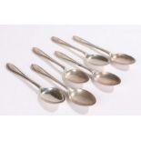 Set of six George V silver teaspoons, Sheffield 1933, maker Emile Viner, the handles initialled H,