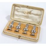 Edward VII novelty silver condiment set modelled as four miniature sugar castors, Birmingham 1903,