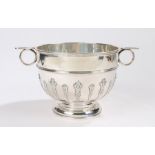 Edward VII silver punch bowl, Sheffield 1903, maker James Dixon & Sons, with angular loop handles