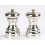 Pair of Elizabeth II silver pepper grinders, Sheffield 2005, maker Carr's of Sheffield Ltd. with