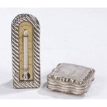 19th Century Dutch silver snuff box, the hinged lid with vacant cartouche surrounded by a Greek