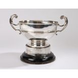 George V silver trophy rose bowl, Birmingham 1911, maker William Aitken, with double scroll