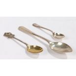 Silver teaspoon with masonic compass cast handle, silver coffee spoon, silver grapefruit spoon, 1.
