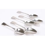 Five late William IV/early Victorian silver dessert spoons, London 1837, maker David Phillips,