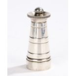 Novelty silver plated pepper, maker Park, Green & Co, in the form of a lighthouse, 8.5cm high