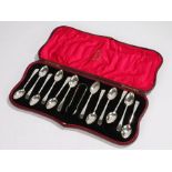 Set of twelve George V silver teaspoons and sugar tongs, Birmingham 1918, maker Alexander Clark & Co