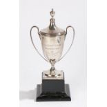 George V silver trophy cup and cover, London 1913, maker Edward Barnard & Sons Ltd. the cover with