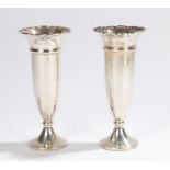 Pair of George V silver spill vases, Birmingham 1932, maker Adie Brothers Ltd, with wavy rims