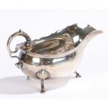Edward VII silver sauce boat, Birmingham 1901, maker Thomas Hayes, with acanthus leaf capped
