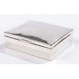 Silver cigarette box, Birmingham marks rubbed, of plain rectangular form, 9cm wideHallmarks rubbed
