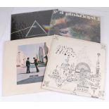 4 x Pink Floyd LPs. The Dark side of The Moon, gate fold sleeve with two posters. Relics ( SRS