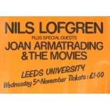 Gig/concert poster, Nils Logfgren plus special guests Joan Armatrading & The Movies, Leeds