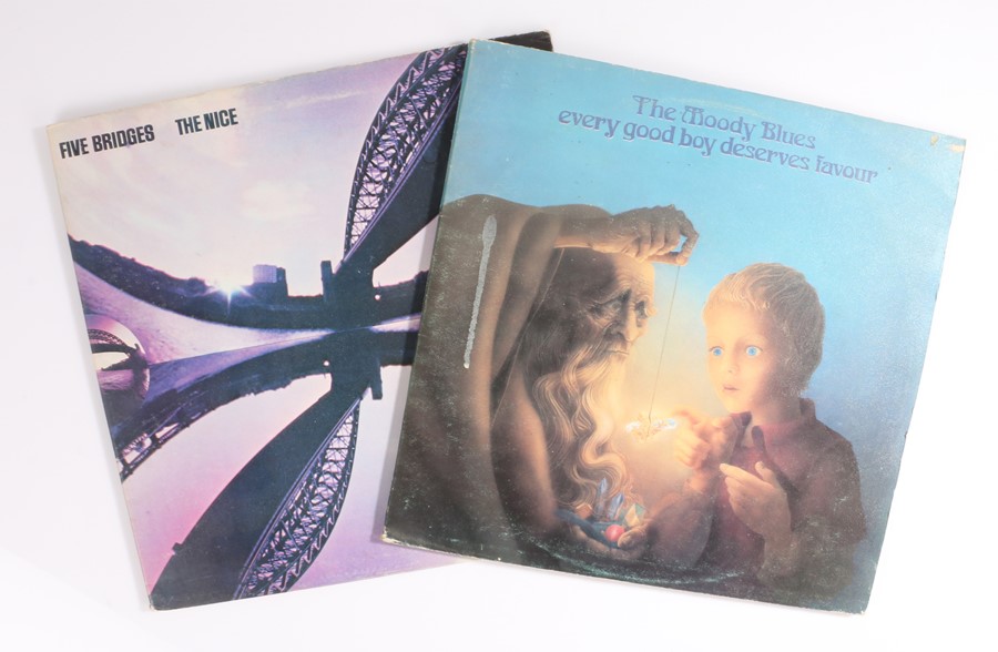 2 x Rock LPs, The Moody Blues - Every Good Boy Deserves Favour (THS 5). The Nice - Five Bridges (