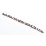 Moonstone bracelet, set with fifteen moonstones, 18.5cm long