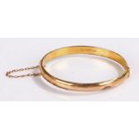 9 carat gold bangle with security chain, 7.2 grams