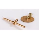 15 carat gold T bar and cuff link link, total weight 5.8 grams