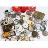 Collection of watch parts, dials, movements, cases, (qty)