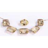 Citrine necklace with five citrine panels, oval citrine brooch (2)