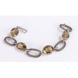 Citrine bracelet, with four citrine panels interspersed by four mesh links