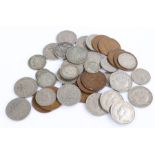 Collection of British coins, to include Two shillings, shillings, sixpences and pennies (qty)