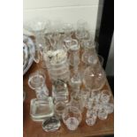 Collection of glassware, to include flutes, brandy, carafes, vases, jugs, etc, (qty)