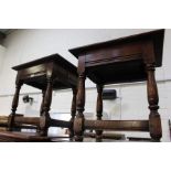 Pair of 18th century style oak bedisde cupboards, with friez drawers above two arched panelled