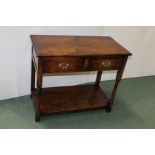 17th Century style oak side table, the rectangular top above two frieze drawers and turned